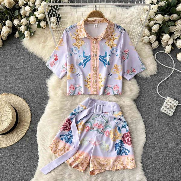 two piece dress summer fashion short sleeve small foreign style shirt women's high waist wide leg shorts printed two-piece suit l3s8, White
two piece dress summer fashion short sleeve small foreign style shirt women's high waist wide leg shorts printed two-piece suit l3s8, White