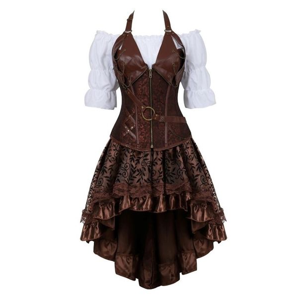 steampunk corset dress gothic pu leather crop renaissance blouse with burlesque skirt three pieces set pirate costume 220524
steampunk corset dress gothic pu leather crop renaissance blouse with burlesque skirt three pieces set pirate costume 220524