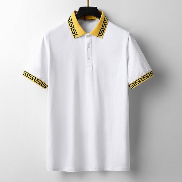 cotton polos shirt men solid slim fit short sleeve patchwork fashion streetwear male polo #1508, White;black
cotton polos shirt men solid slim fit short sleeve patchwork fashion streetwear male polo #1508, White;black