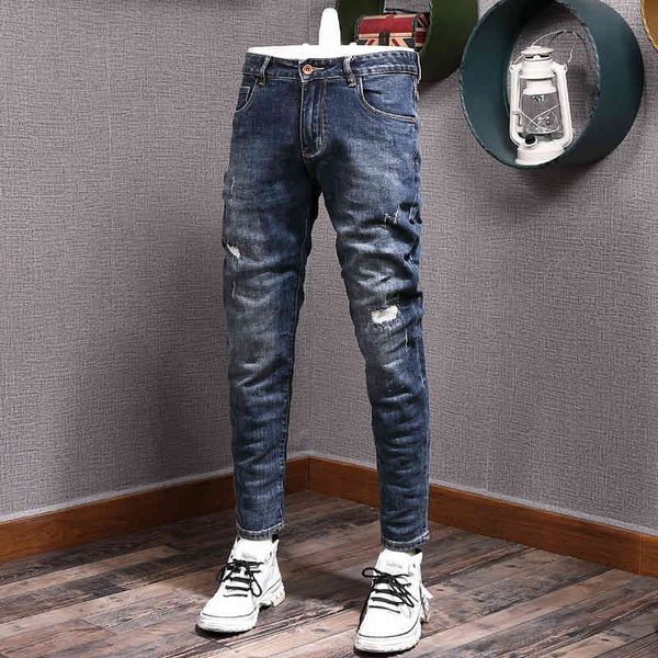 men's jeans fashion hole patch jeans men's elastic slim straight trendy youth pants casual 8hgs, Blue
men's jeans fashion hole patch jeans men's elastic slim straight trendy youth pants casual 8hgs, Blue