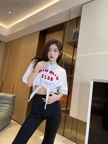 women's t-shirt designer 22 spring and summer new niche short style missing small manwaist flocking letter sleeve round neck lace up t-, White
women's t-shirt designer 22 spring and summer new niche short style missing small manwaist flocking letter sleeve round neck lace up t-, White