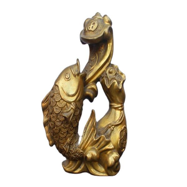 china brass statue money fish copper statue, Black