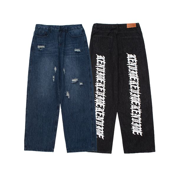 hole retro back letter straight mens jeans pants high street casual denim trousers couple jeans, Blue
hole retro back letter straight mens jeans pants high street casual denim trousers couple jeans, Blue