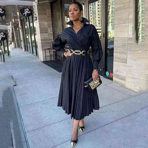 prom luxury designer women's dresses 2022 women's clothing v-neck pleated skirt dresses with belt, Black
prom luxury designer women's dresses 2022 women's clothing v-neck pleated skirt dresses with belt, Black