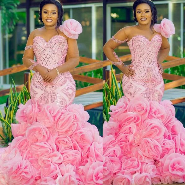 2022 pink prom dresses beaded crystals jewel neck mermaid long sleeves sequins ruffles custom made african girl evening formal gowns formal, Black
2022 pink prom dresses beaded crystals jewel neck mermaid long sleeves sequins ruffles custom made african girl evening formal gowns formal, Black