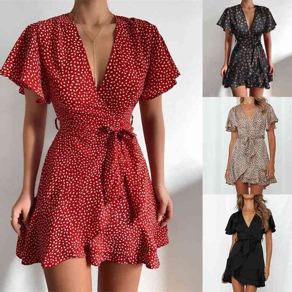casual dresses selling v-neck ruffle belt wrap dress in summer hecm, Black;gray
casual dresses selling v-neck ruffle belt wrap dress in summer hecm, Black;gray