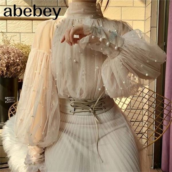fashion autumn women's sweet beads bubble sleeve pearls button gauze blouses ladies elegant mesh shirt blusas 210226, Black;gray
fashion autumn women's sweet beads bubble sleeve pearls button gauze blouses ladies elegant mesh shirt blusas 210226, Black;gray