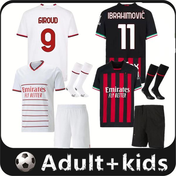 22 23 giroud kids kit soccer jersey ibrahimovic kessie football shirt 2022 2023 tonali rebic camiseta de theo brahim r.leao lazetic men ac m, Black;yellow
22 23 giroud kids kit soccer jersey ibrahimovic kessie football shirt 2022 2023 tonali rebic camiseta de theo brahim r.leao lazetic men ac m, Black;yellow