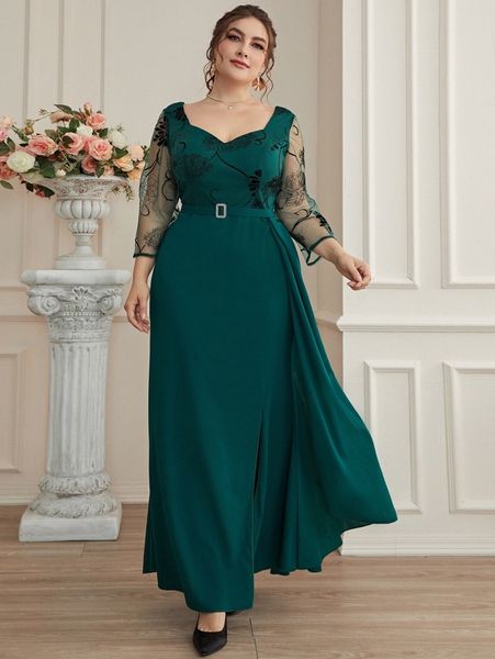 plus contrast floral mesh sweetheart neck rhinestone decor dress v81i#, Black
plus contrast floral mesh sweetheart neck rhinestone decor dress v81i#, Black