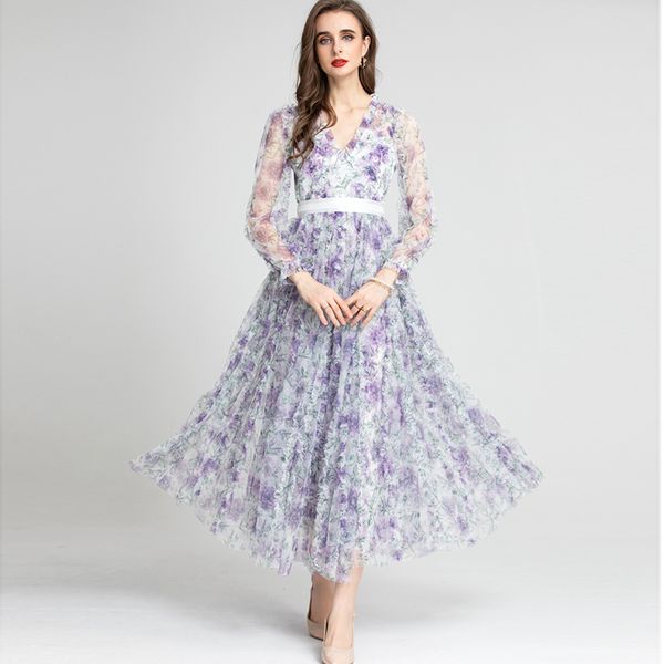 women's runway dresses v neck long sleeves ruffles printed elegant fashion party prom gown, Black
women's runway dresses v neck long sleeves ruffles printed elegant fashion party prom gown, Black