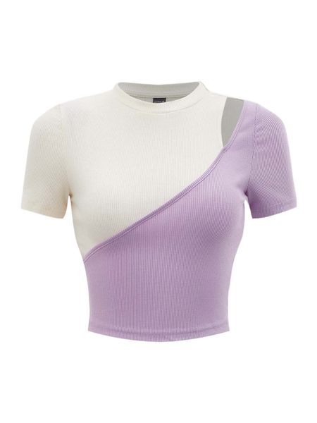 x revive two tone cut out crop tee y4gt#, White