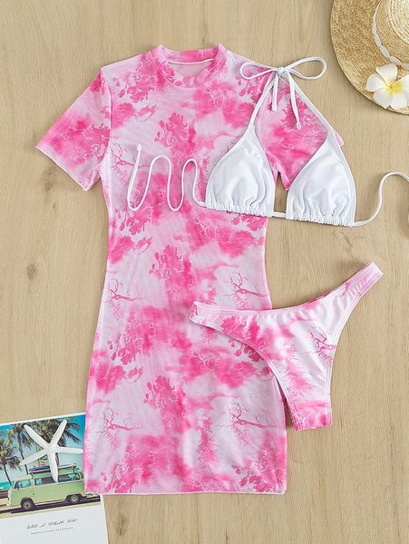 3pack tie dye halter triangle bikini swimsuit & cover up q2wd#, White;black
3pack tie dye halter triangle bikini swimsuit & cover up q2wd#, White;black