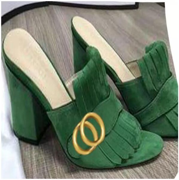 sandals classic designer women half slippers cowhide 100% leather suede thick heels metal slides woman shoe, Black
sandals classic designer women half slippers cowhide 100% leather suede thick heels metal slides woman shoe, Black