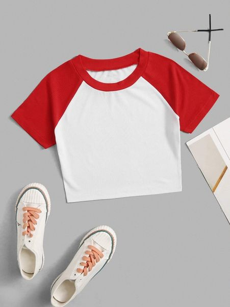contrast raglan sleeve tee q7cd#, White
contrast raglan sleeve tee q7cd#, White