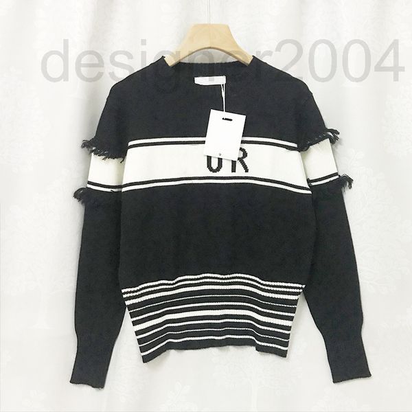 women's sweaters designer high edition wool d family 21 autumn and winter new series stripe color letter round neck long sleeve sweater, White;black
women's sweaters designer high edition wool d family 21 autumn and winter new series stripe color letter round neck long sleeve sweater, White;black