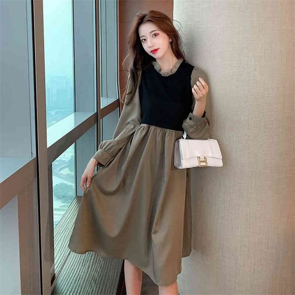 autumn style hepburn style french stitching fake two-piece skirt with tie waist cut air quality long-sleeved dress women 210412, Black;gray
autumn style hepburn style french stitching fake two-piece skirt with tie waist cut air quality long-sleeved dress women 210412, Black;gray