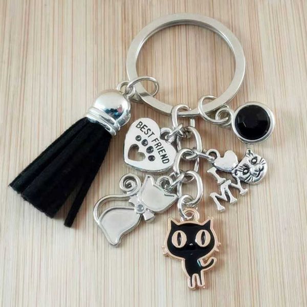 keychains cute charm cat keychain and dog paw print friendship pendant favorite essential, Silver 
keychains cute charm cat keychain and dog paw print friendship pendant favorite essential, Silver