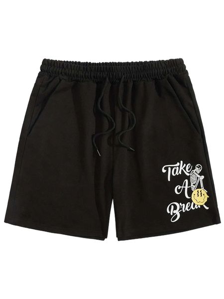 romwe guys skeleton print shorts k6xa#, White;black
