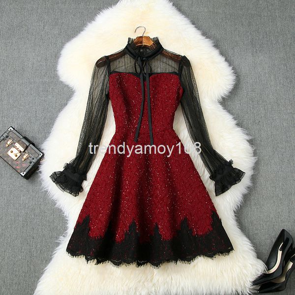 casual dresses spring women's bow net gauze bright silk lace edge celebrity style dress t10558, Black;gray
casual dresses spring women's bow net gauze bright silk lace edge celebrity style dress t10558, Black;gray