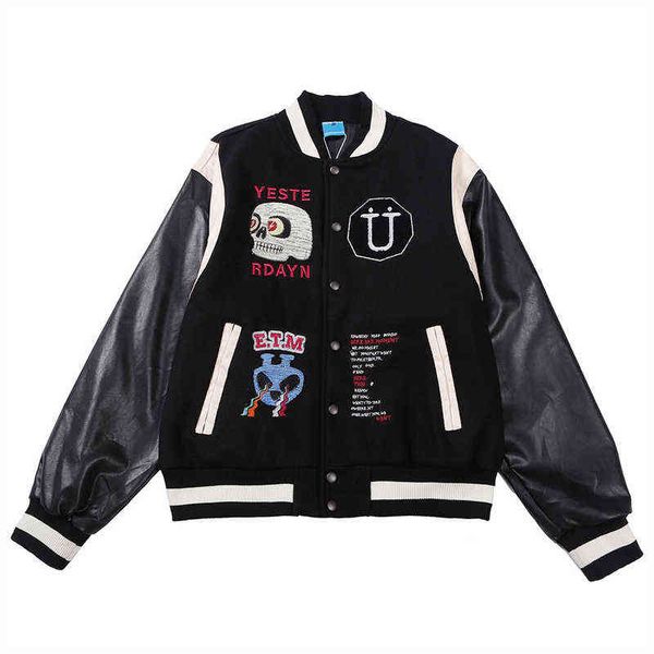 baseball hip hop jacket gothic streetwear letter skull alien embroidery harajuku varsity jackets vintage fashion bomber coats t220728, Black;brown
baseball hip hop jacket gothic streetwear letter skull alien embroidery harajuku varsity jackets vintage fashion bomber coats t220728, Black;brown