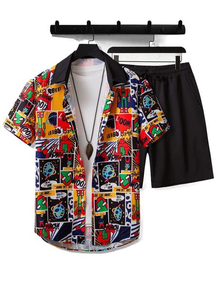 men letter & cartoon graphic shirt & shorts without tee p68i#, Gray
men letter & cartoon graphic shirt & shorts without tee p68i#, Gray