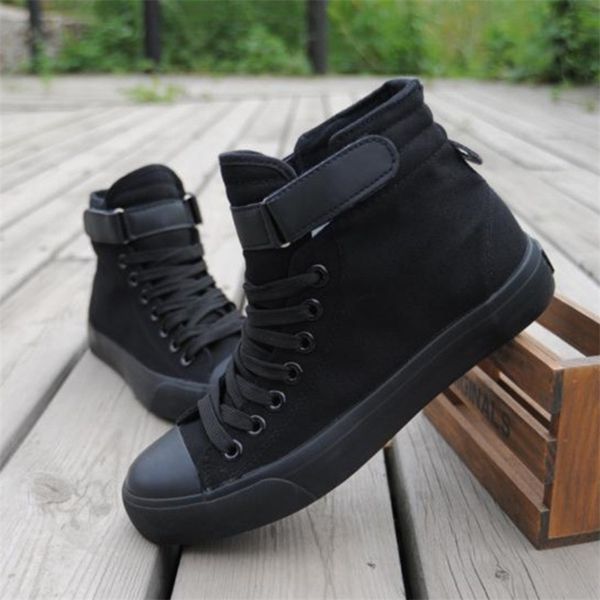 high canvas fashion black shoes for men laceup hook & loop casual male sneakers tenis masculino 220804 
high canvas fashion black shoes for men laceup hook & loop casual male sneakers tenis masculino 220804
