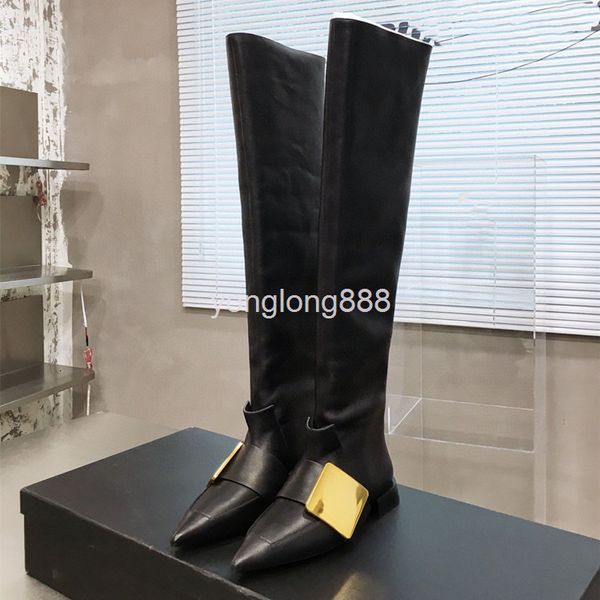boots long boots female knight low heel british white pointed knee high elastic, Black
boots long boots female knight low heel british white pointed knee high elastic, Black