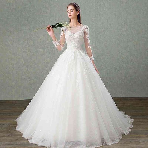 ball gown wedding dresses spring wedding dress korean version simple qidi bride' long sleeve, White
ball gown wedding dresses spring wedding dress korean version simple qidi bride' long sleeve, White
