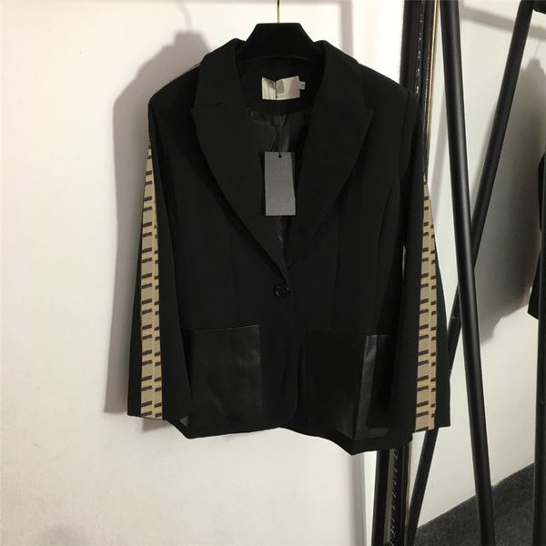 trendy leather patchwork pocket suits letter webbing stitching blazers slim fitting suit jacket women business coats, White;black
trendy leather patchwork pocket suits letter webbing stitching blazers slim fitting suit jacket women business coats, White;black