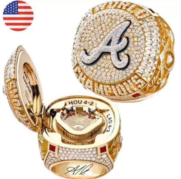 6 player name soler an albies 2021 2022 world series baseball braves team championship ring with wooden display box souvenir men fan120, Black
6 player name soler an albies 2021 2022 world series baseball braves team championship ring with wooden display box souvenir men fan120, Black