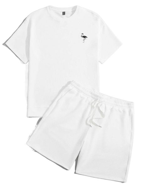extended sizes men flamingo embroidered tee & drawstring waist shorts v5h8#, Gray
extended sizes men flamingo embroidered tee & drawstring waist shorts v5h8#, Gray