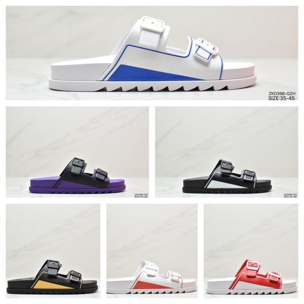 men women branded trainer sandals mule luxury designer l and v embossed suede calf leather sandal pool slide slippers two straps with metall, Black
men women branded trainer sandals mule luxury designer l and v embossed suede calf leather sandal pool slide slippers two straps with metall, Black