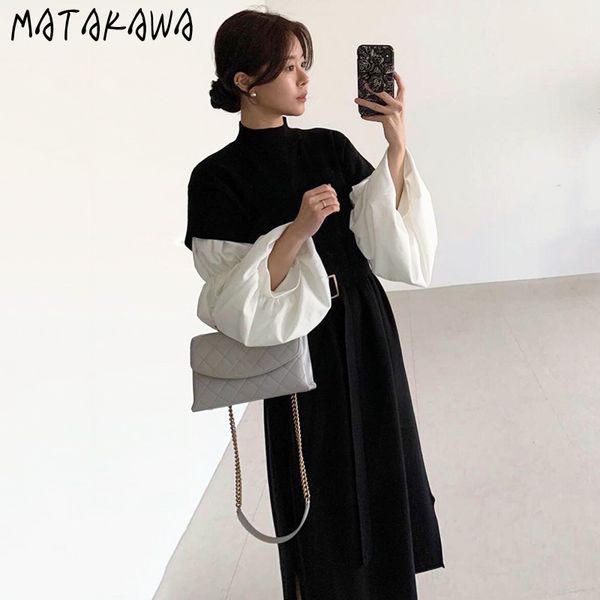 stand collar black and white femme robe splicing lantern sleeves vestido de mujer lace waist fake twopiece knitted woman dress 210506, Black;gray
stand collar black and white femme robe splicing lantern sleeves vestido de mujer lace waist fake twopiece knitted woman dress 210506, Black;gray
