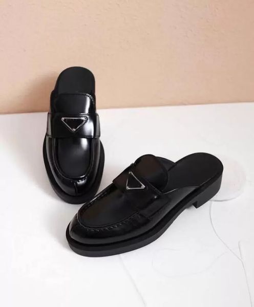 women spring slipper casual loafers shoes flat close toe black genuine leather triangle on toe and low heel with box
women spring slipper casual loafers shoes flat close toe black genuine leather triangle on toe and low heel with box