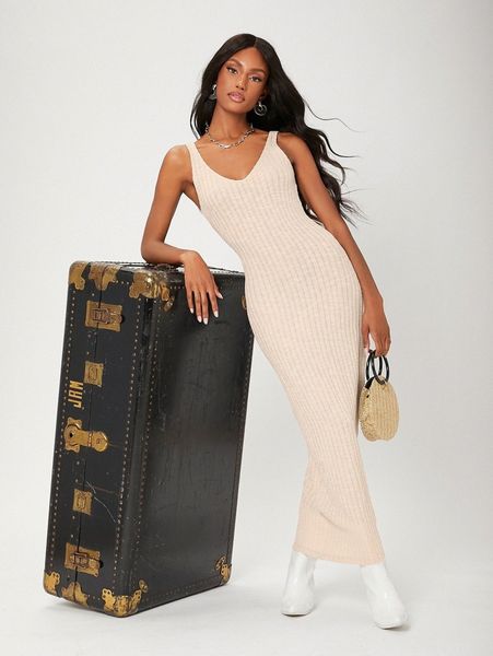 solid ribbed knit bodycon dress n5v5#, Black;gray