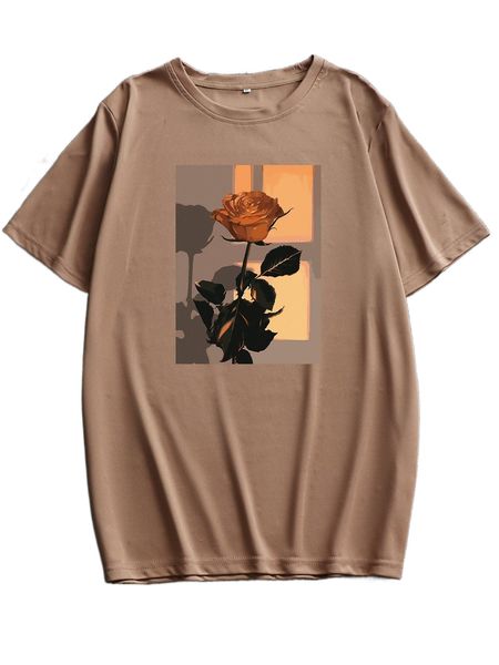 men floral print tee l9ts#, White;black