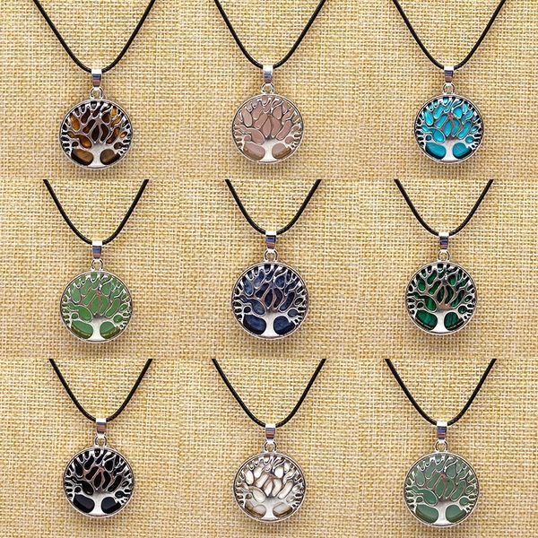 natural stone tree of life pendant necklace for women men black turquoise quartzs pu chain necklace jewelry, Silver
natural stone tree of life pendant necklace for women men black turquoise quartzs pu chain necklace jewelry, Silver