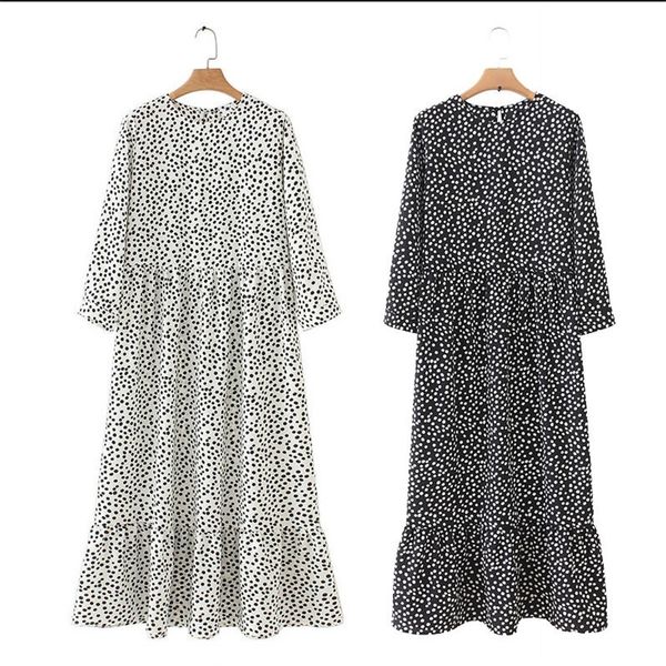 autumn spring ladies polka dot print long dress casual pleated three-quarter sleeve party straight dress chic ankle vestidos xl 210303, Black;gray
autumn spring ladies polka dot print long dress casual pleated three-quarter sleeve party straight dress chic ankle vestidos xl 210303, Black;gray