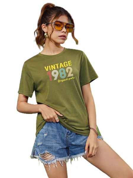 letter graphic round neck tee c6jd#, White 
letter graphic round neck tee c6jd#, White