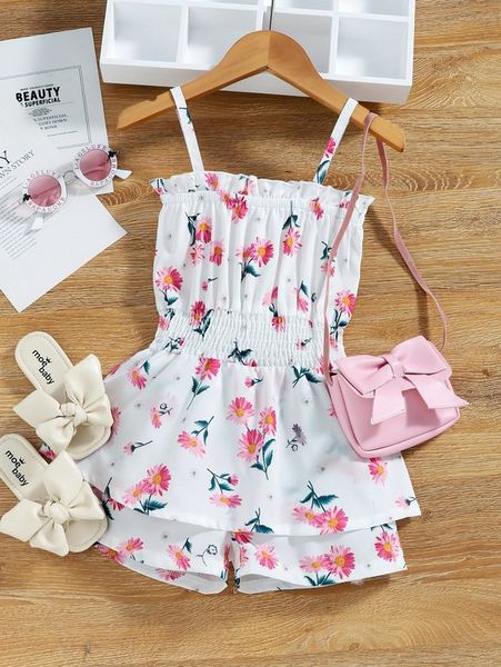 toddler girls floral print frill trim shirred waist peplum cami romper she, Blue
toddler girls floral print frill trim shirred waist peplum cami romper she, Blue