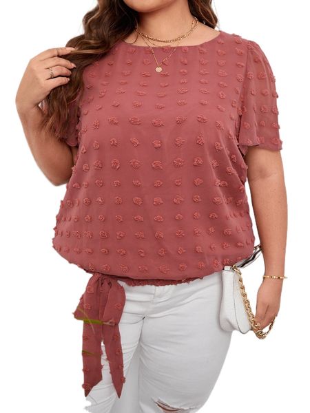 plus swiss dot knot hem blouse 364e#, Black
plus swiss dot knot hem blouse 364e#, Black