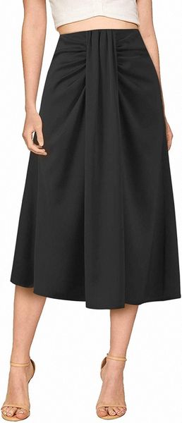women's elegant flowy satin a-line midi high waist knee length casual skirt for women wedding and business work 37wt#, Black;gray
women's elegant flowy satin a-line midi high waist knee length casual skirt for women wedding and business work 37wt#, Black;gray