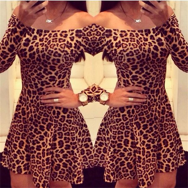 women leopard dresses summer off shoulder bodycon party club long sleeve mini vestido 220520, Black;gray
women leopard dresses summer off shoulder bodycon party club long sleeve mini vestido 220520, Black;gray