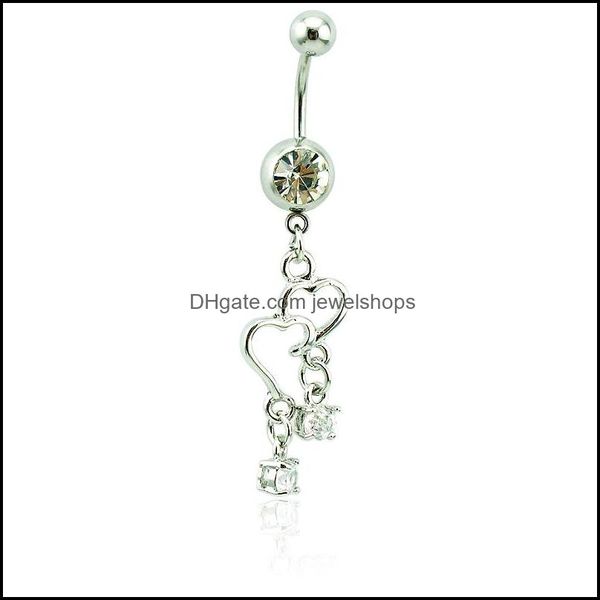 belly button rings surgical steel barbell dangle double heart mix gem navel body piercing jewelry drop delivery 2021 bell rpm, Silver
belly button rings surgical steel barbell dangle double heart mix gem navel body piercing jewelry drop delivery 2021 bell rpm, Silver