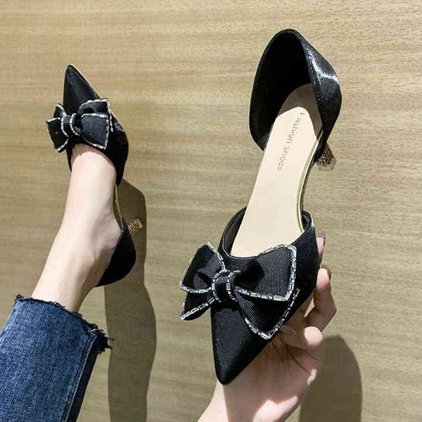 summer crystal bow d'orsay pumps women new pointed toe silk high heels shoes woman elegant med wedding party 220528, Black
summer crystal bow d'orsay pumps women new pointed toe silk high heels shoes woman elegant med wedding party 220528, Black