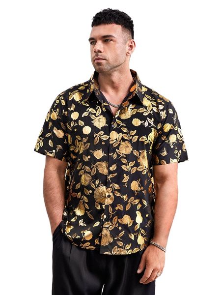 extended sizes men gold floral print shirt n3hq#, White;black
extended sizes men gold floral print shirt n3hq#, White;black