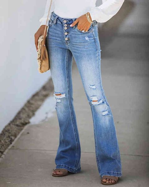 autumn and winter micro trumpet straight tube hole jeans trendsetter new, Blue
autumn and winter micro trumpet straight tube hole jeans trendsetter new, Blue