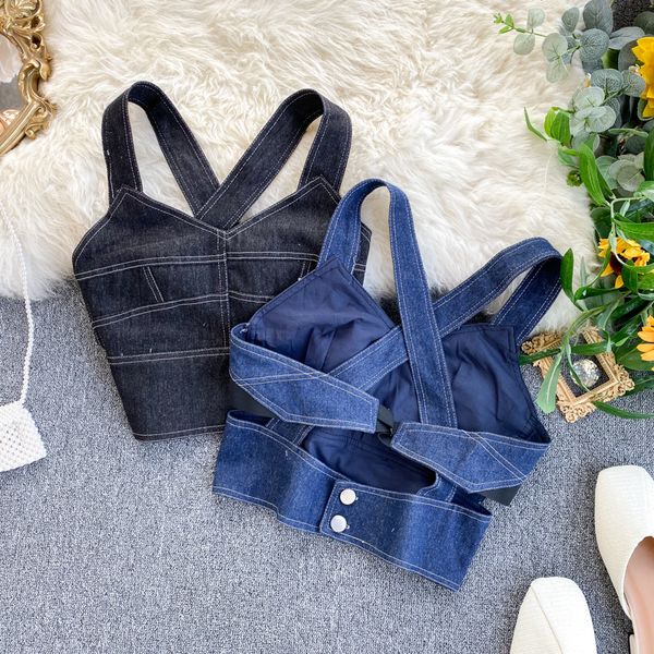 vintage denim vest for women club party night chic cotton jeans bralette ladies crop sliming cami summer femme veste 0613, White
vintage denim vest for women club party night chic cotton jeans bralette ladies crop sliming cami summer femme veste 0613, White