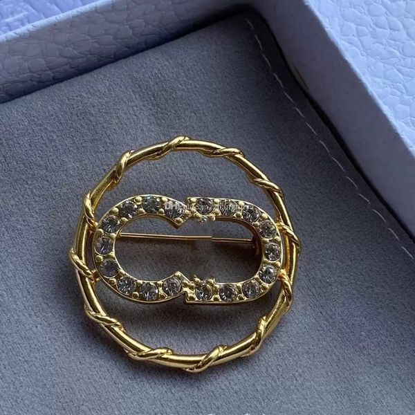 european and american letter round brooch brass material retro sweater coat diamond accessories female with box, Gray
european and american letter round brooch brass material retro sweater coat diamond accessories female with box, Gray