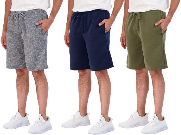 essentials 3 pack: men's 9" fleece casual lounge athletic shorts-regular & big-tall sizes u3hf#, White;black
essentials 3 pack: men's 9" fleece casual lounge athletic shorts-regular & big-tall sizes u3hf#, White;black